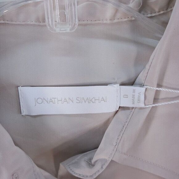 JONATHAN SIMKHAI Womens Shirt Dress Size 0 Tan Mini Cut Out Lightweight SHAELYN - Picture 6 of 12